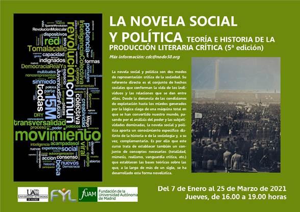 Curso «La Novela Social y Política: Teoría e Historia de la Producción Literaria Crítica» (UAM) | del 7 de enero al 25 de marzo de 2021